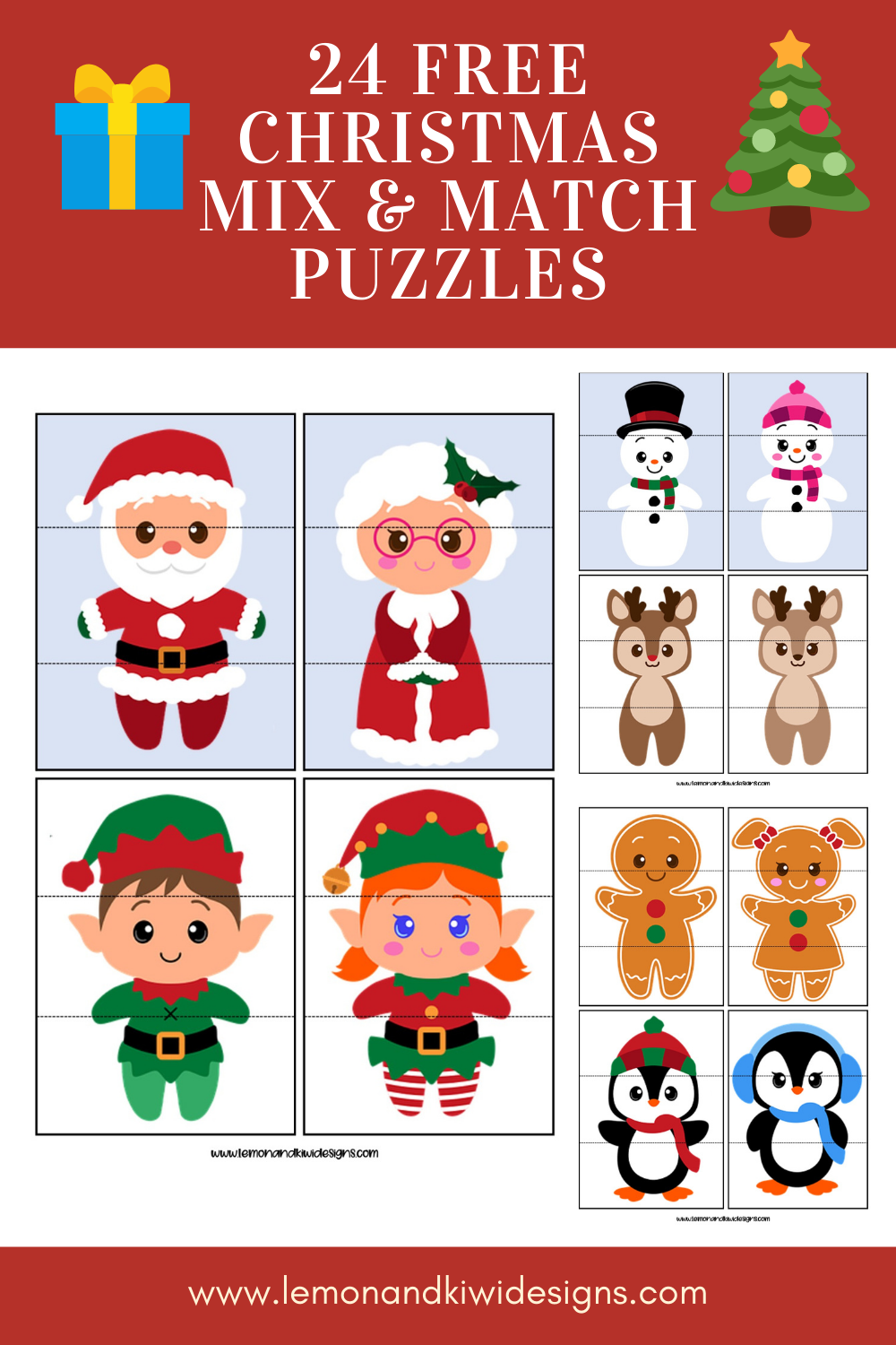 Free Printable Christmas Mix and Match Puzzles
