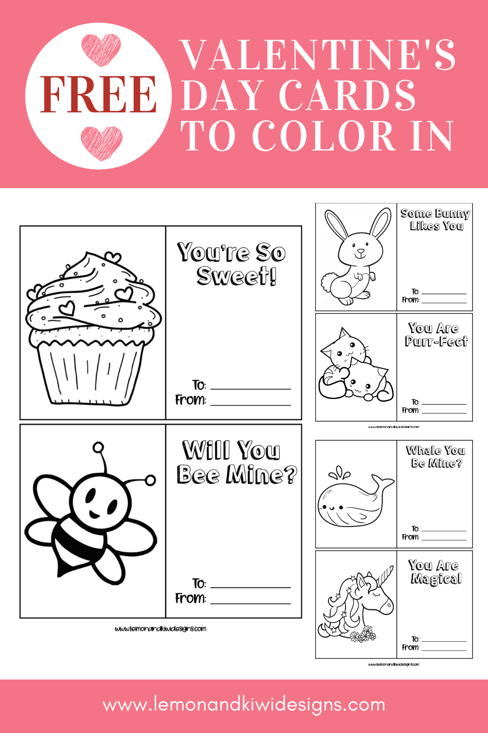 Free Valentine’s Day Cards to Color In {Printable Valentine’s Coloring Pages}