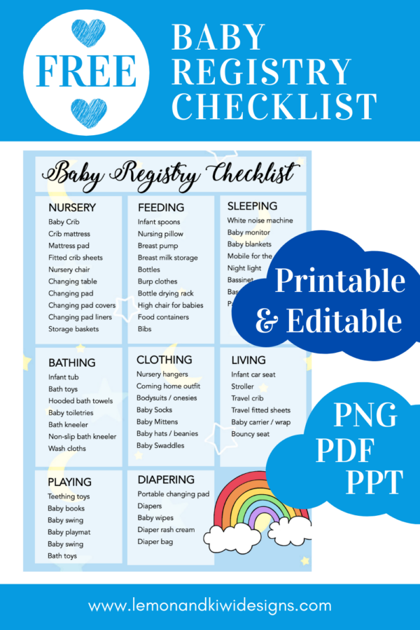 Free Printable And Editable Baby Registry Checklist