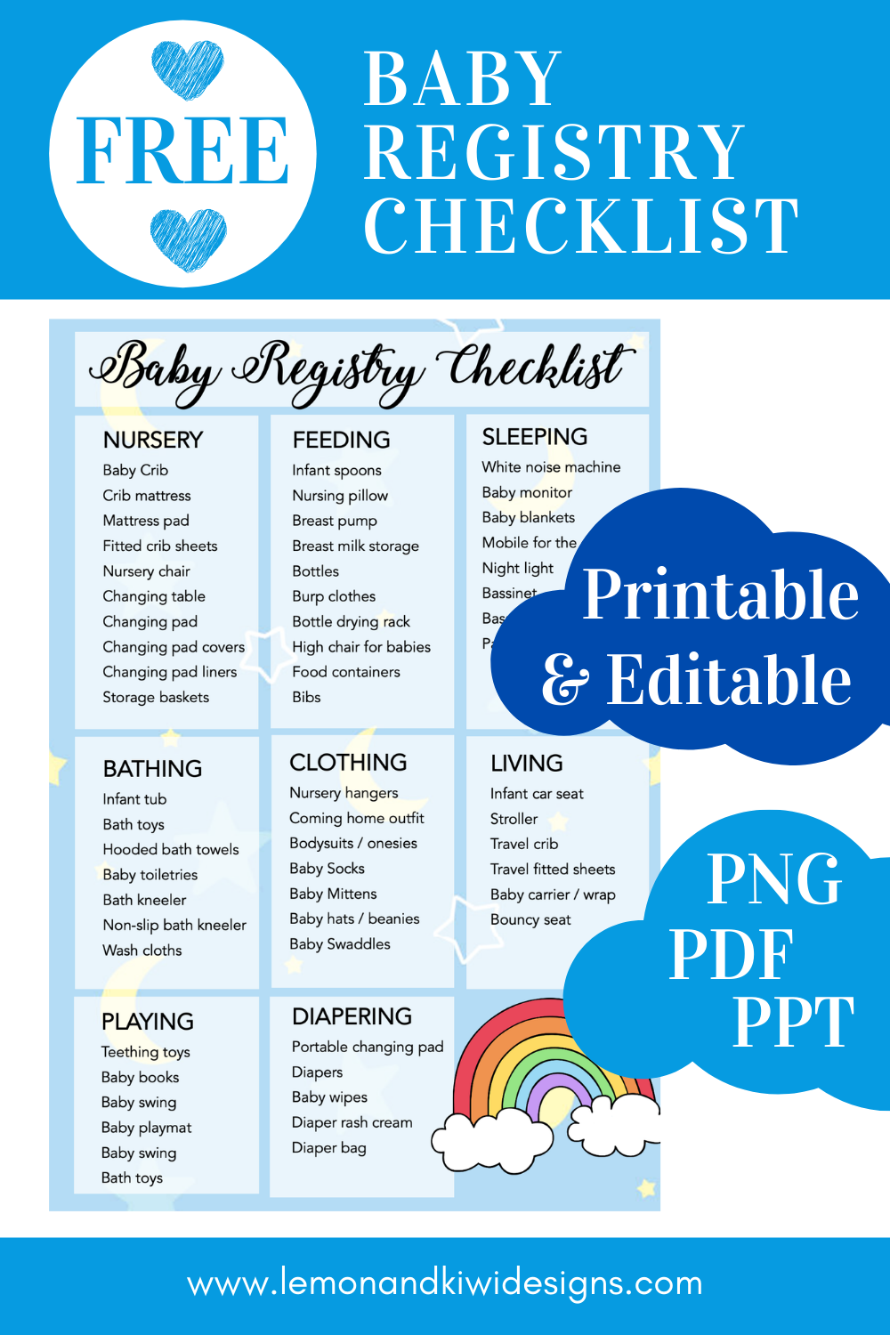 Free Printable and Editable Baby Registry Checklist