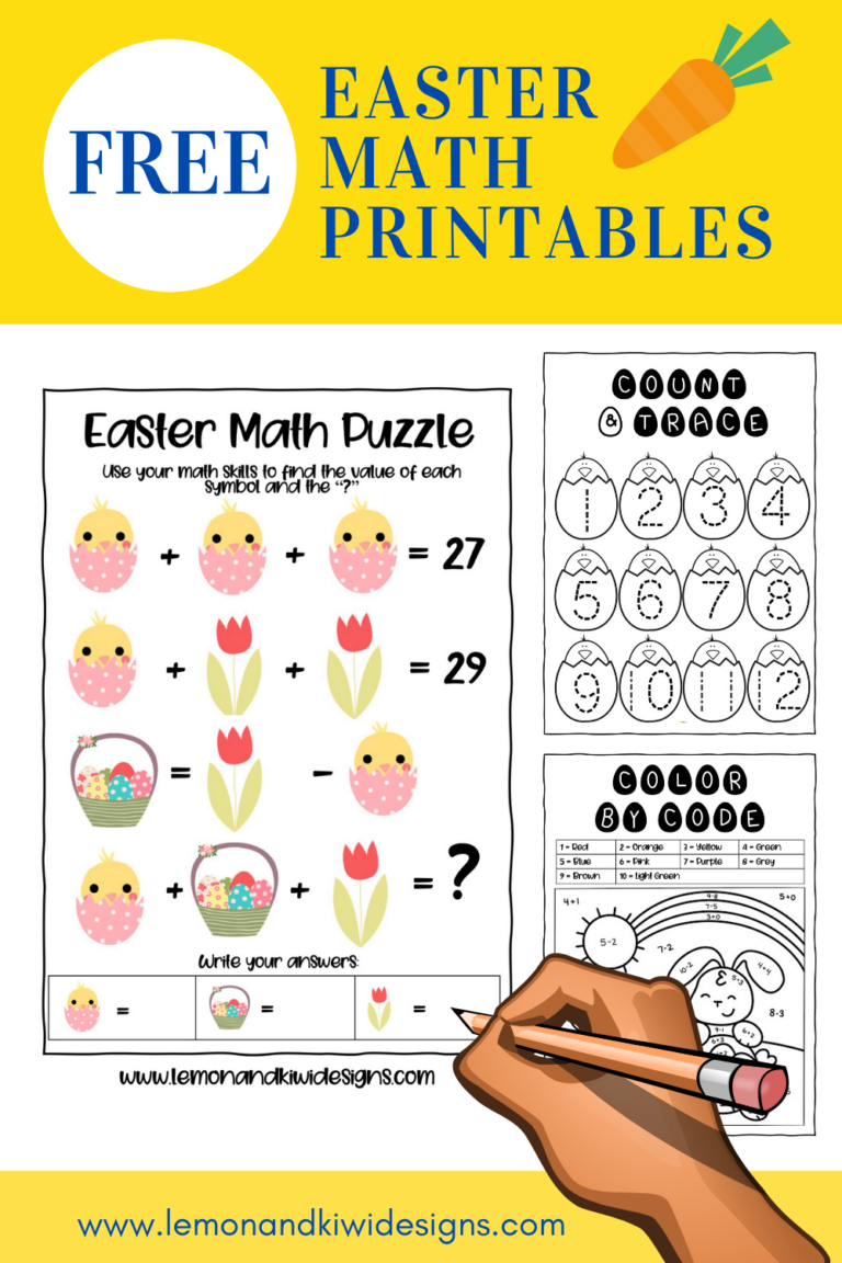 Free Easter Math Printables - Lemon and Kiwi Designs