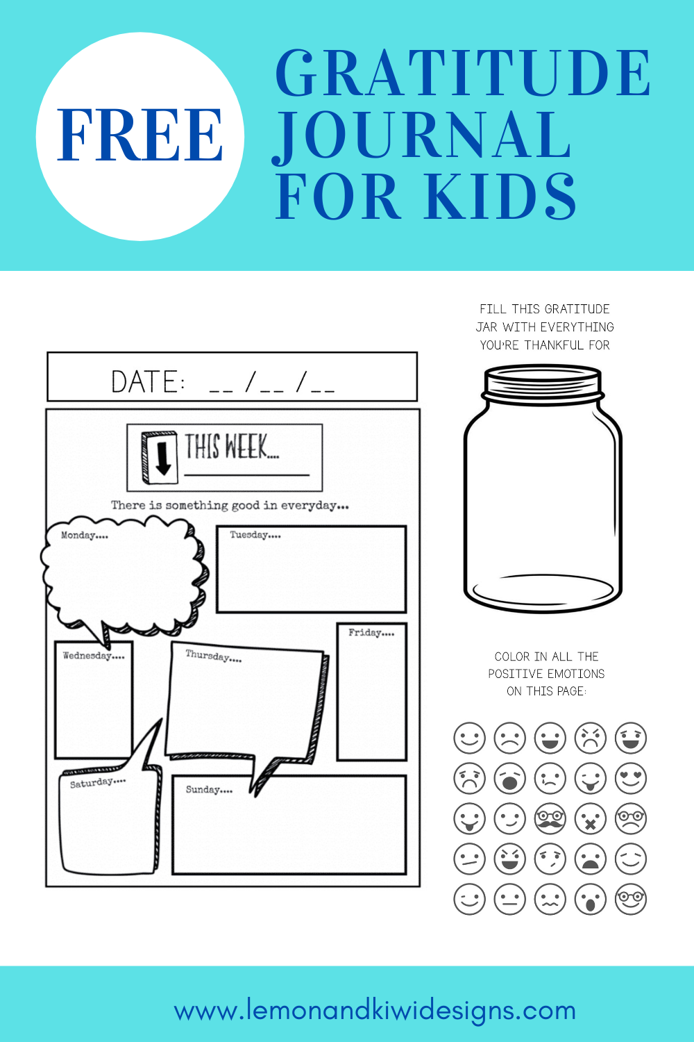 Free Printable Gratitude Journal For Kids Lemon And Kiwi Designs
