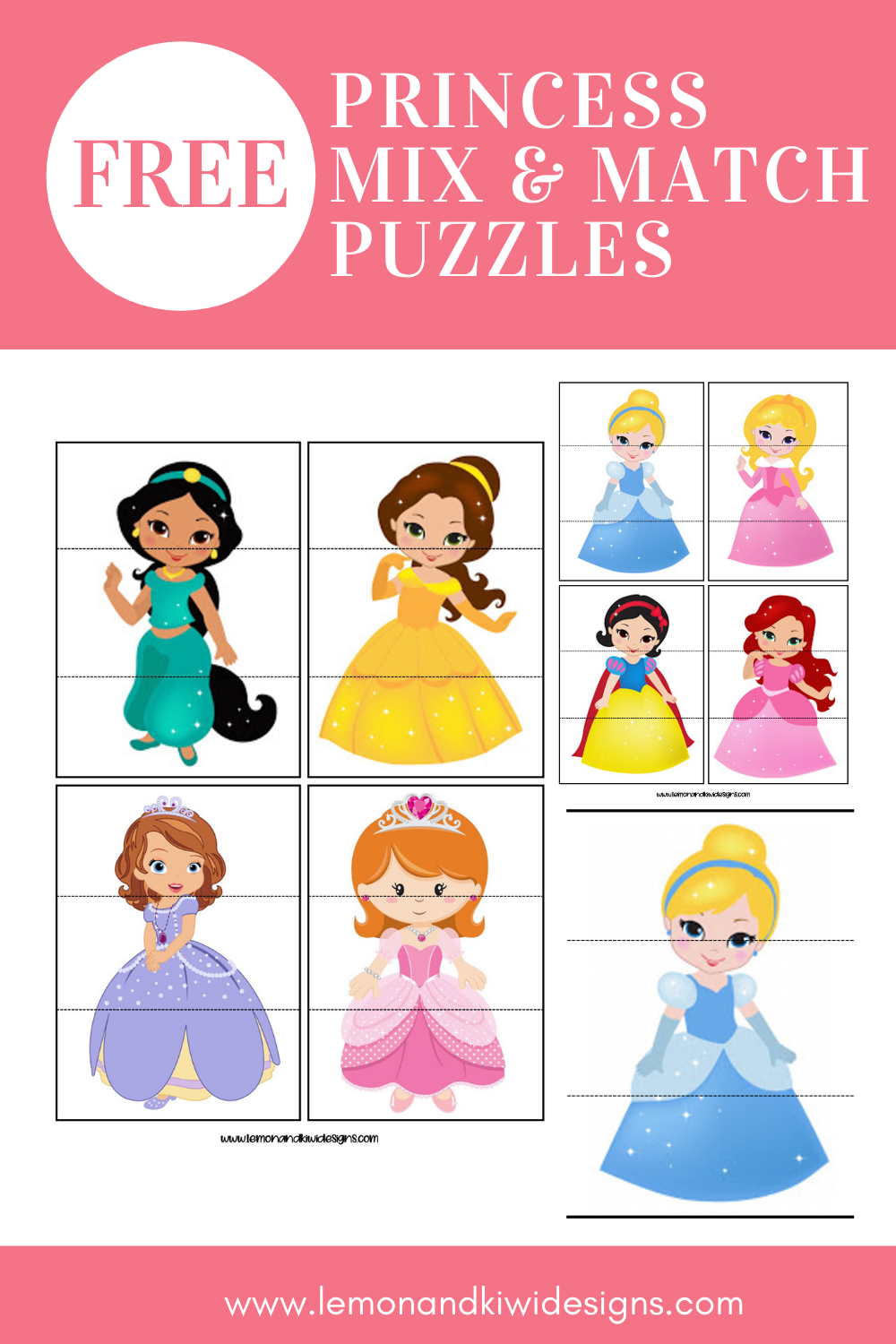 Free Printable Princess Mix and Match Puzzles