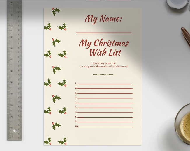 Free Christmas Wish Lists (15 Printable Templates)
