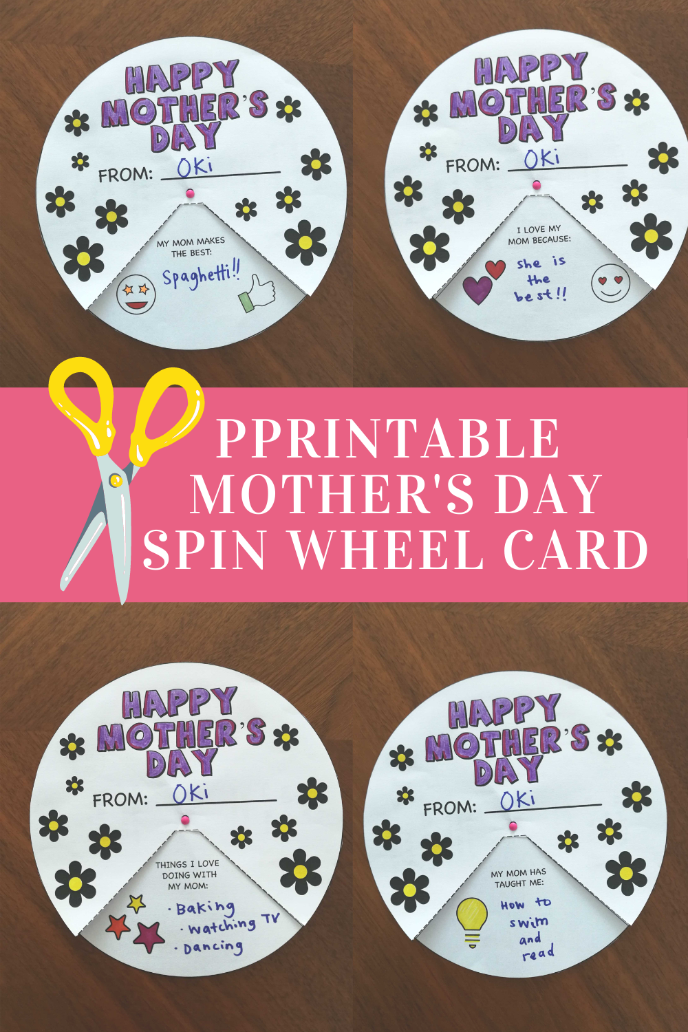 Free Printable Mother’s Day Spinner (Spin Wheel Card)