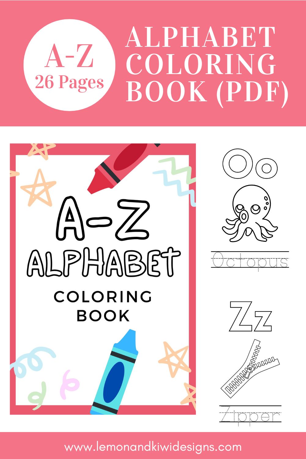 Printable Alphabet Coloring Pages (A-Z PDF Tracing and Coloring Book)