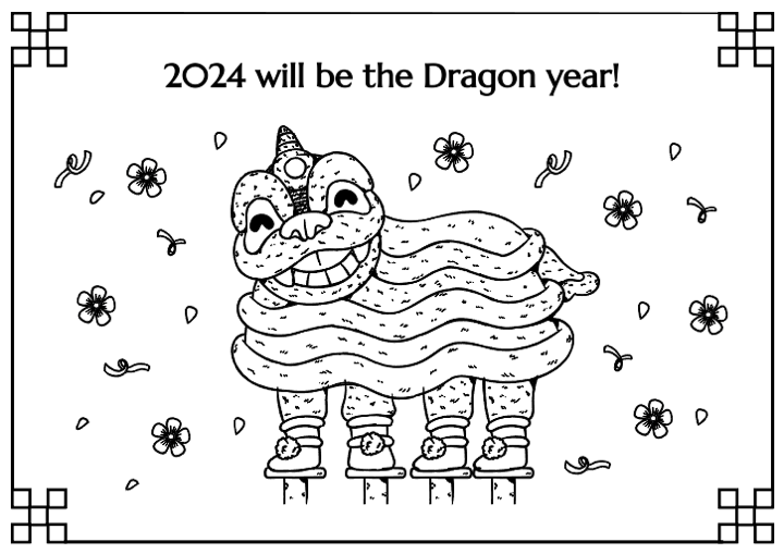 Chinese New Year Coloring Page_Dragon 2024