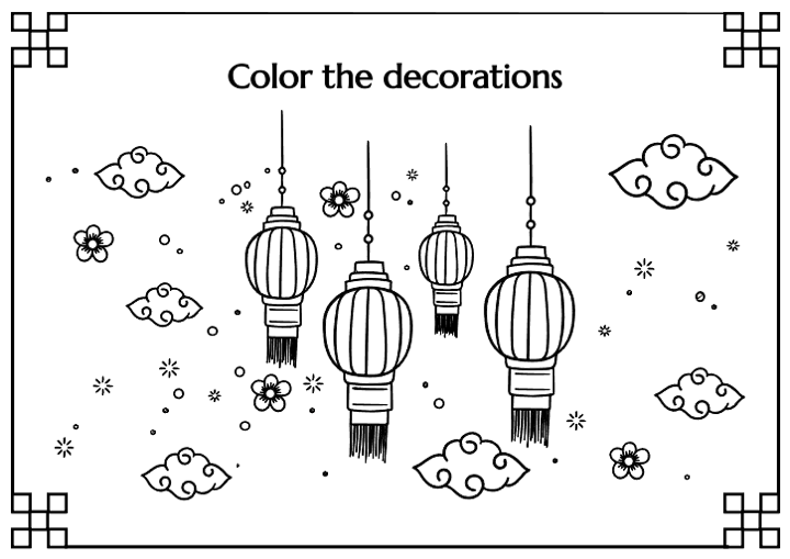 Chinese New Year Lanterns Coloring Page