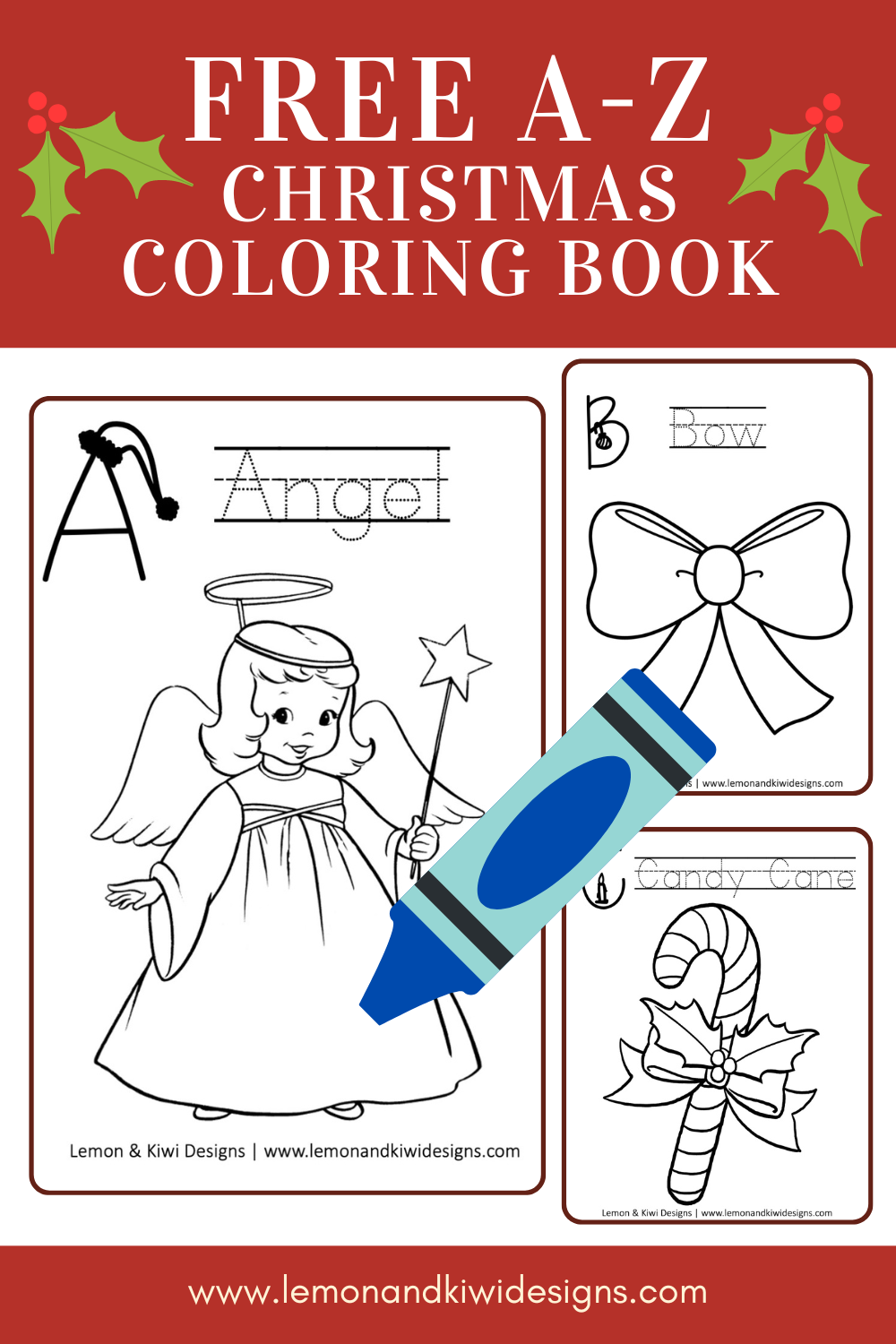 Free Printable Christmas Coloring Book for Kids with A to Z Words
