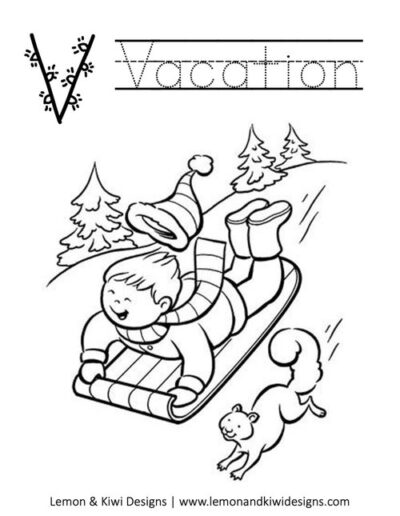 Christmas Coloring Page Letter V