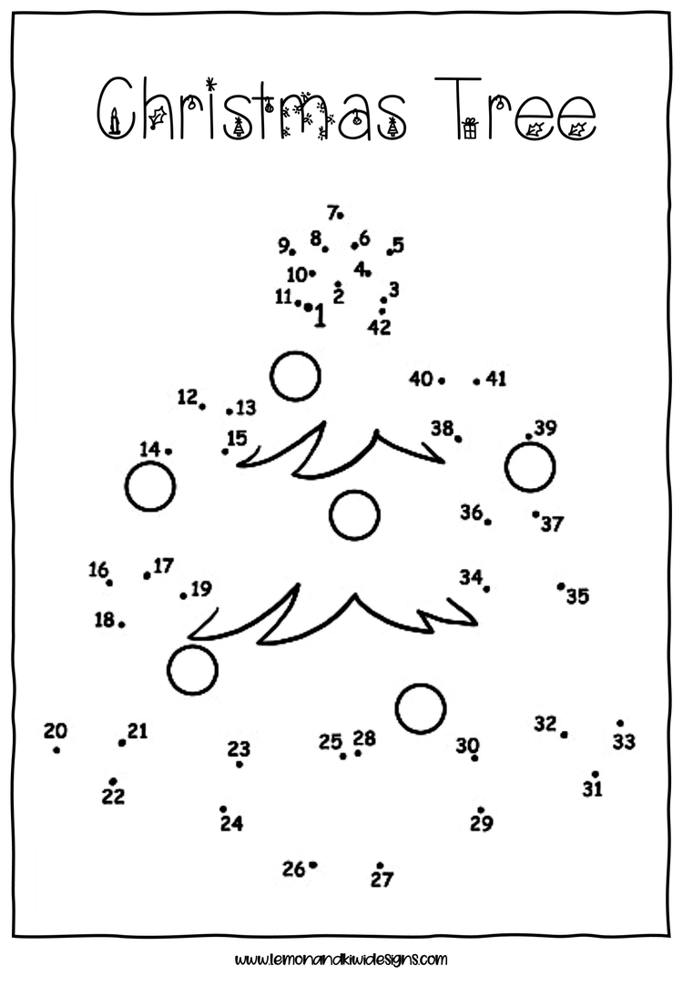 Christmas Tree Connect the Dot Worksheet
