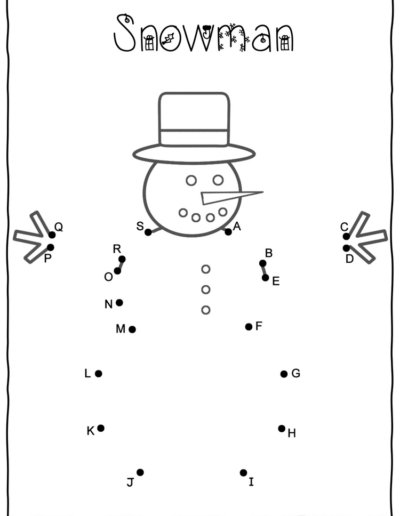 Christmas Snowman Connect the Dot Worksheet