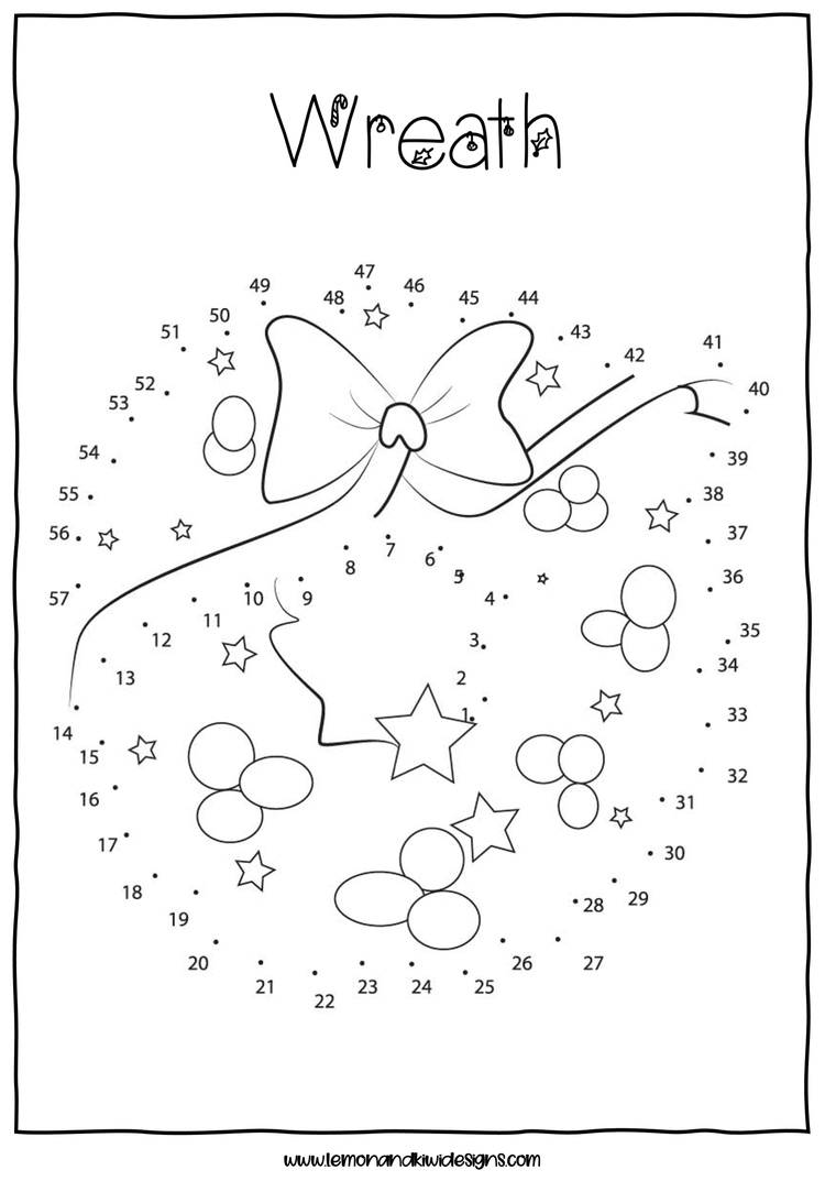 Christmas Wreath Connect the Dot Worksheet