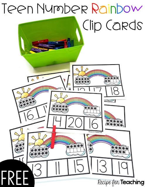 Rainbow Math Clip Cards