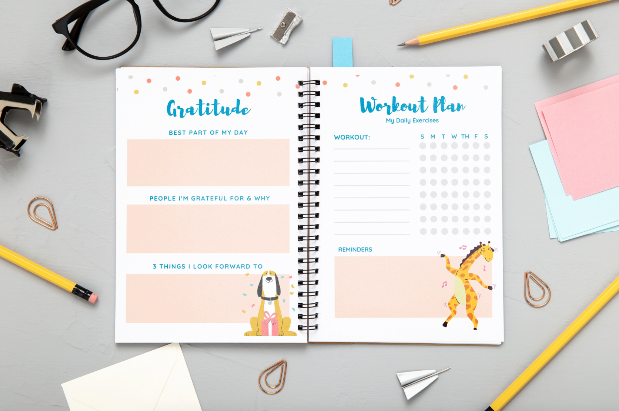Workout Plan for Kids and Gratitude Journal for Children