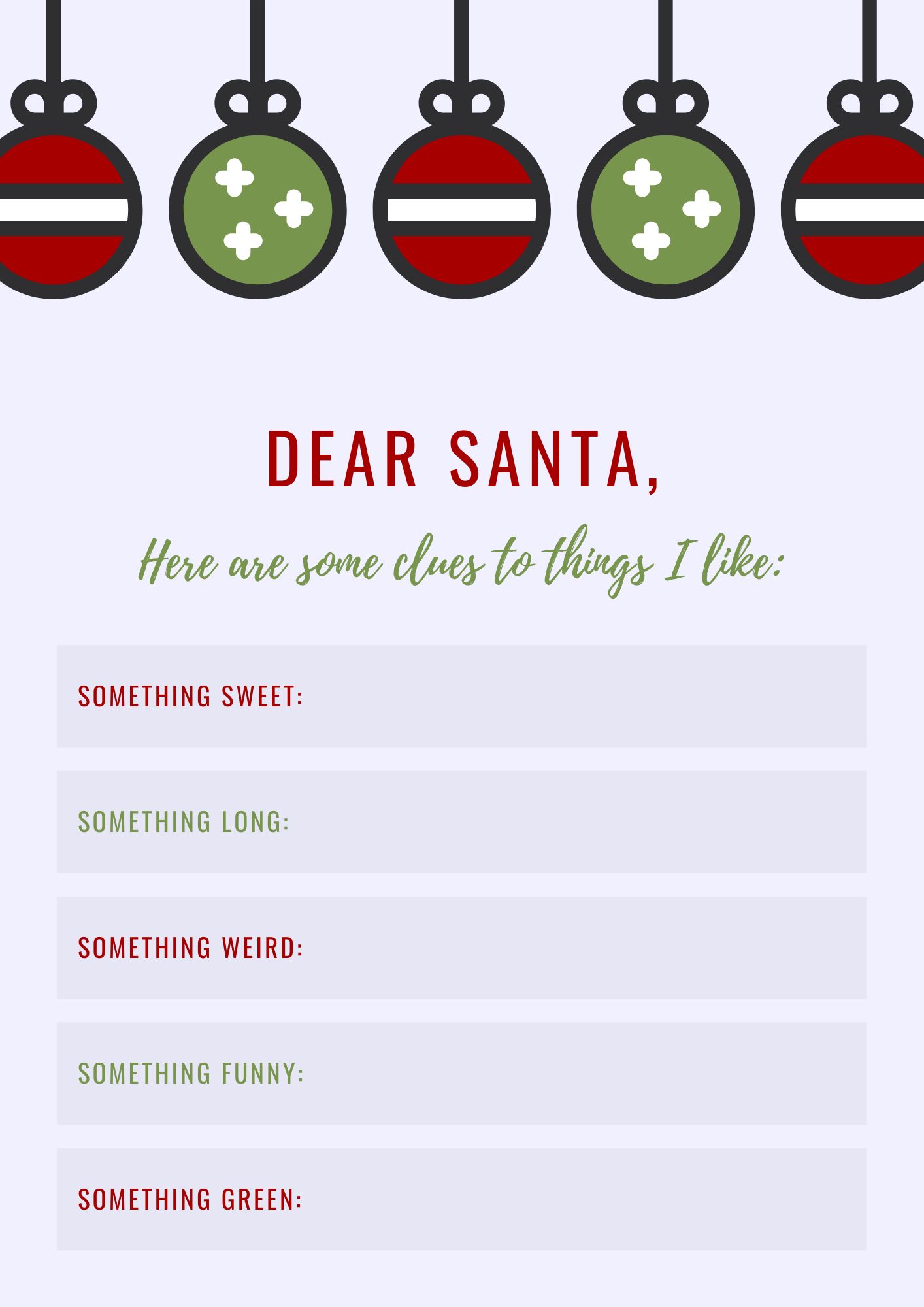 Printable Christmas Wish List Template