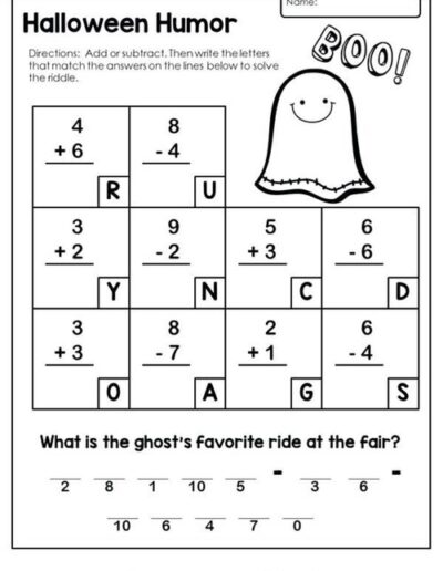 Halloween Math Worksheet 3