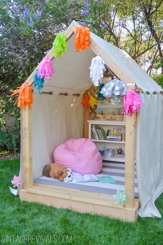 Creative outdoor reading nook for kids