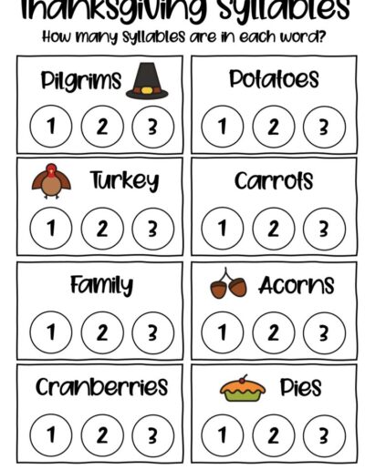 Thanksgiving Spelling Reading Worksheet 4