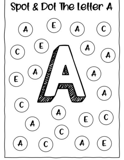 Uppercase A_Alphabet Spot and Dot Worksheet