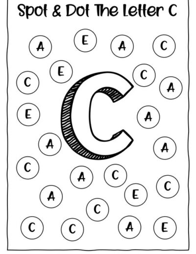 Uppercase C_Alphabet Spot and Dot Worksheet