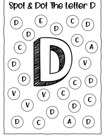 Uppercase D_Alphabet Spot and Dot Worksheet