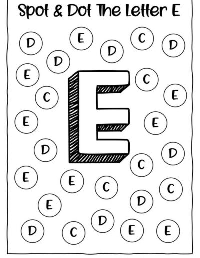 Uppercase E_Alphabet Spot and Dot Worksheet