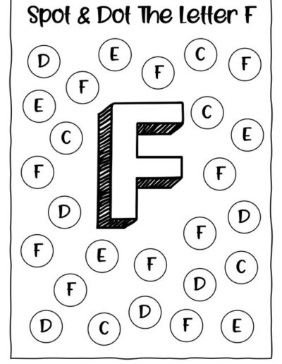Uppercase F_Alphabet Spot and Dot Worksheet
