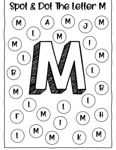 Uppercase M_Alphabet Spot and Dot Worksheet
