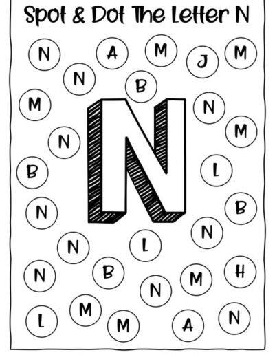 Uppercase N_Alphabet Spot and Dot Worksheet