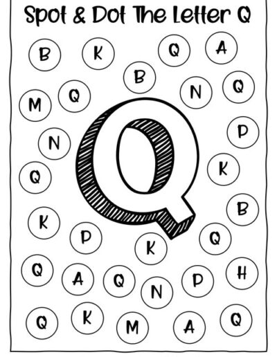 Uppercase Q_Alphabet Spot and Dot Worksheet