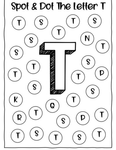 Uppercase T_Alphabet Spot and Dot Worksheet