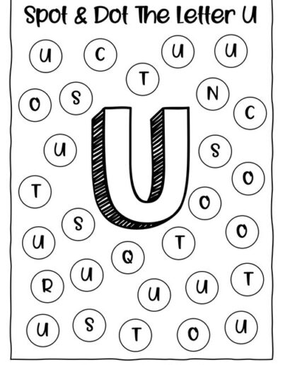Uppercase U_Alphabet Spot and Dot Worksheet