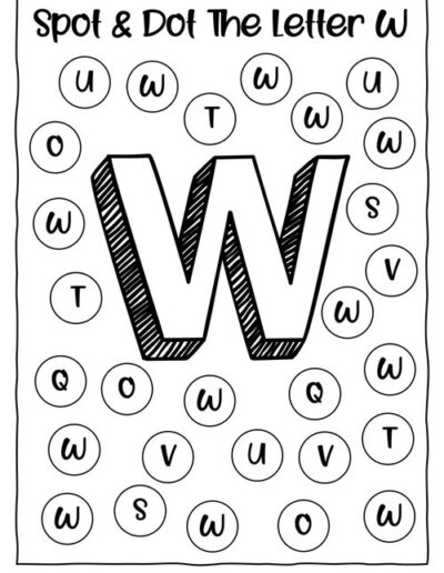 Uppercase W_Alphabet Spot and Dot Worksheet