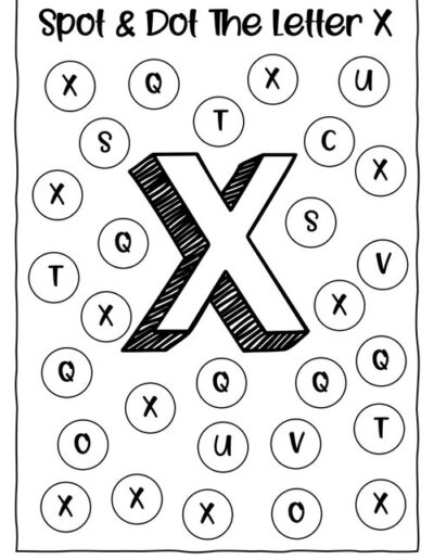 Uppercase X_Alphabet Spot and Dot Worksheet