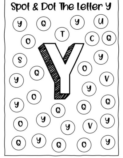 Uppercase Y_Alphabet Spot and Dot Worksheet