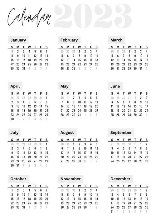 Free 2023 Printable Calendars - Lemon and Kiwi Designs