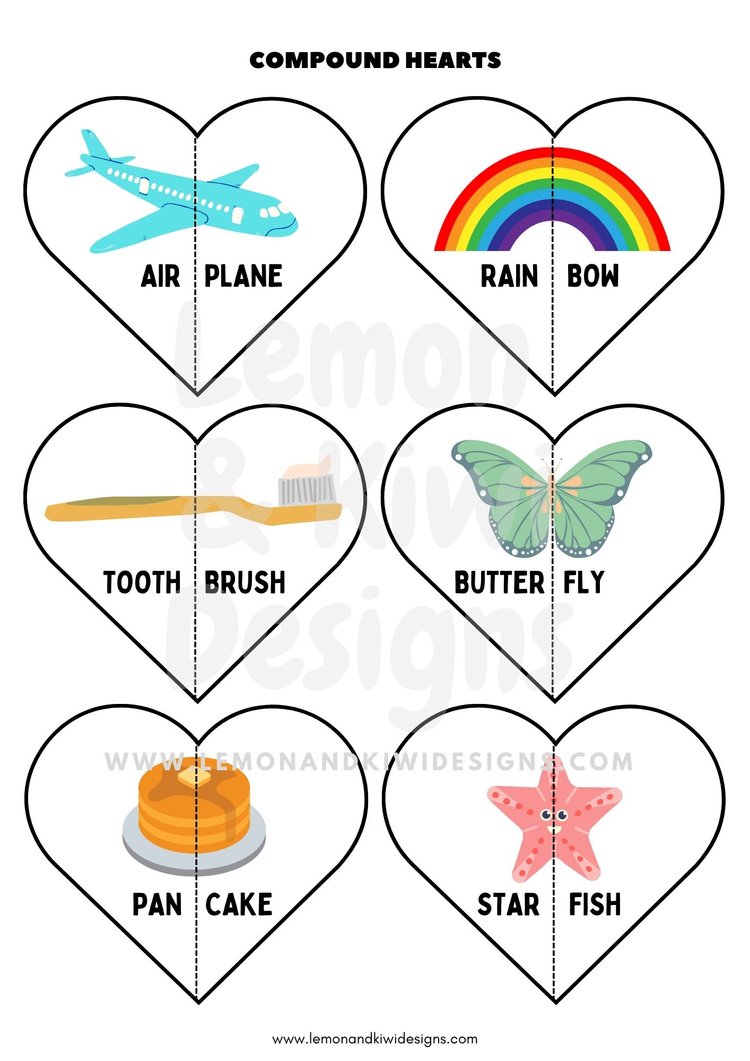 Printable Heart Shaped Compound Word Puzzles 3