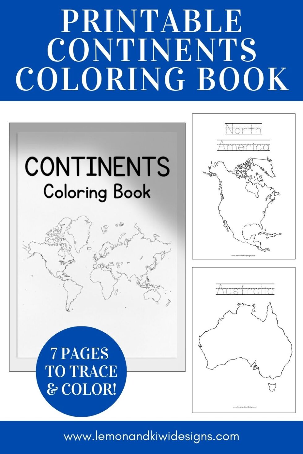 Printable Continents Coloring Book Lemon And Kiwi Designs 9144