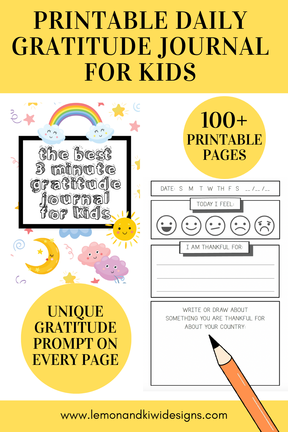Printable Daily Gratitude Journal for Kids
