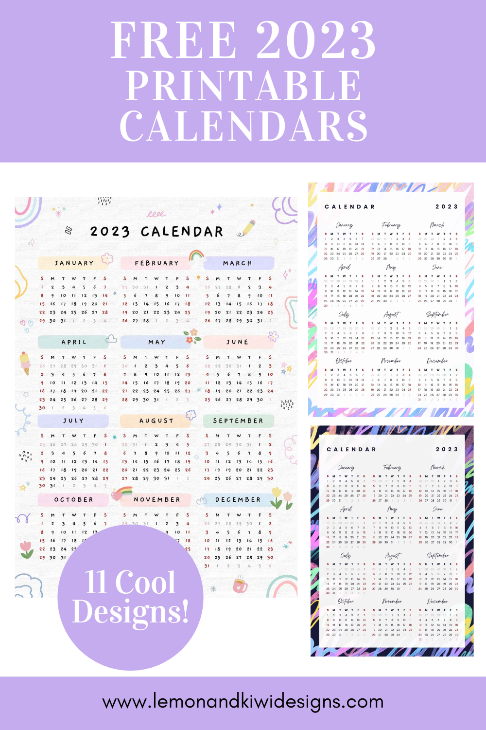 Free 2023 Printable Calendars (11 Printable One-Page Calendar Templates)