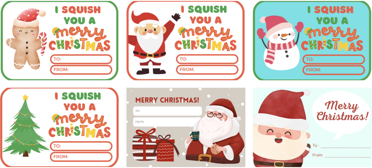 Christmas Squishy Gift Favor Tags - Lemon and Kiwi Designs