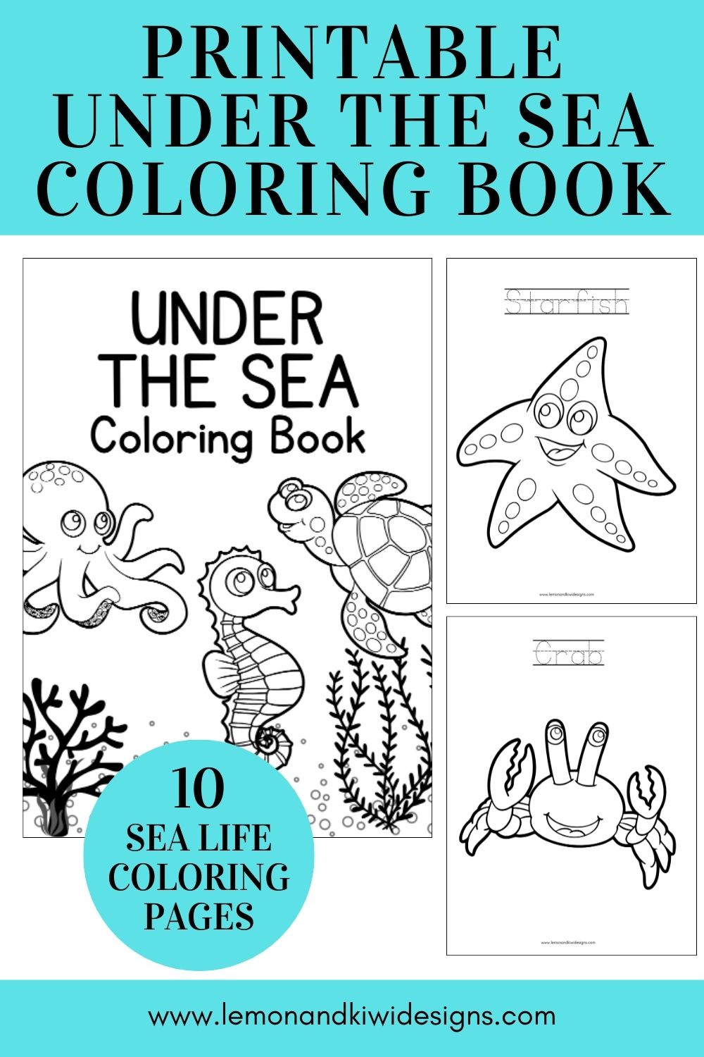 Printable Under the Sea Coloring Book (10 Ocean Coloring Pages)