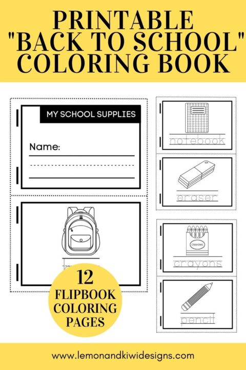 Printable Back to School Coloring Pages - Lemon and Kiwi Designs