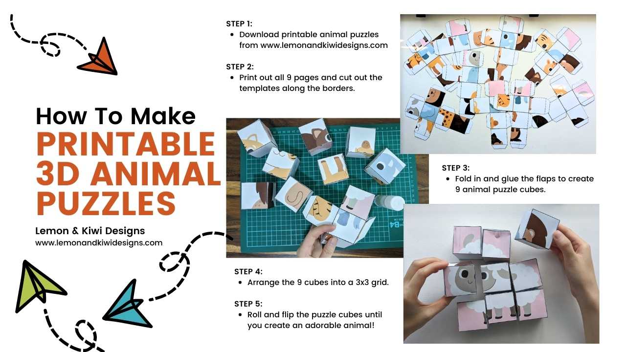 How To Make Printable Animal Puzzle Cubes Instructions for PDF Animal Puzzles