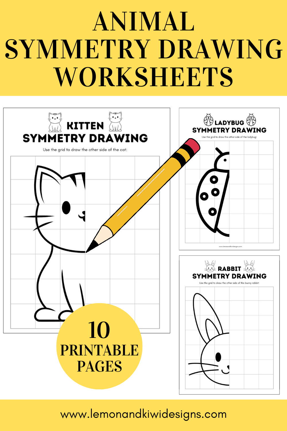Printable Animal Symmetry Drawing Worksheets