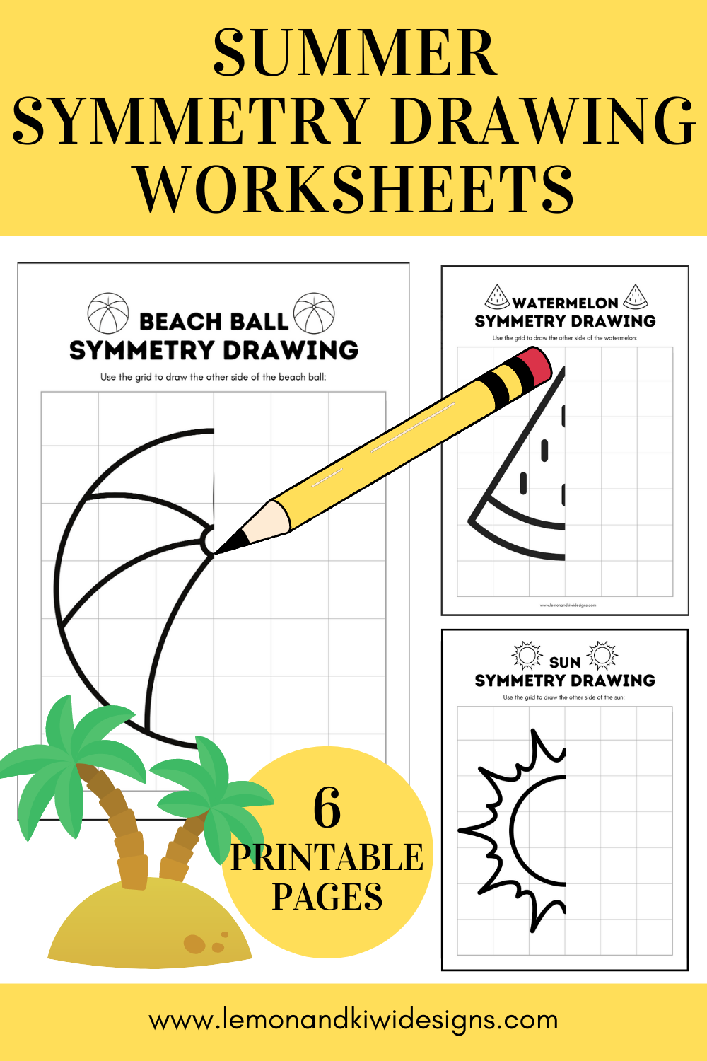 Printable Summer Symmetry Worksheets